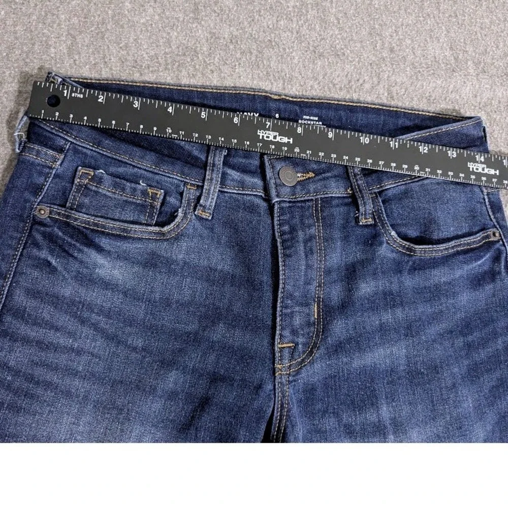 Old Navy Rockstar Super Skinny Jeans Womens 6 Short Mid Rise Dark Blue Denim